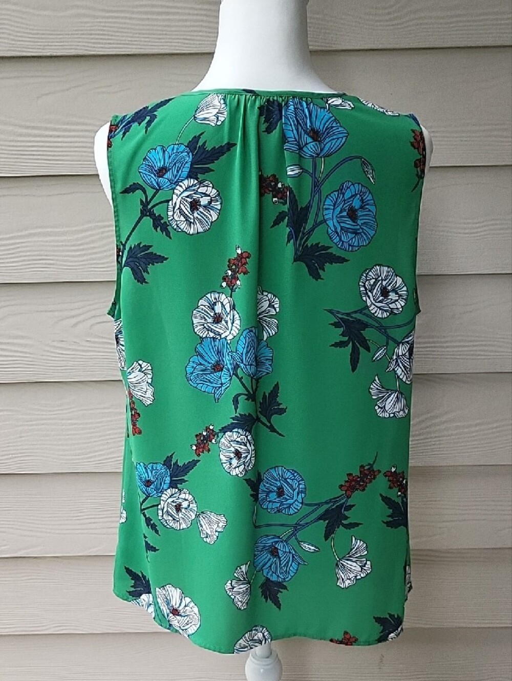 Cabi Primrose Floral Green Blouse – Sleeveless Tie-Neck Top – Women’s Size Large - Picture 4 of 13